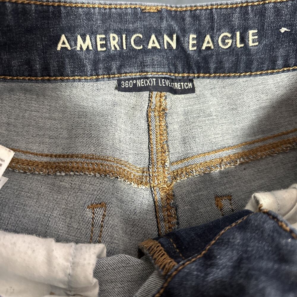 American Eagle Jeans Womens 6 Blue High Rise Jegging Next level Stretch Distress - Picture 9 of 10